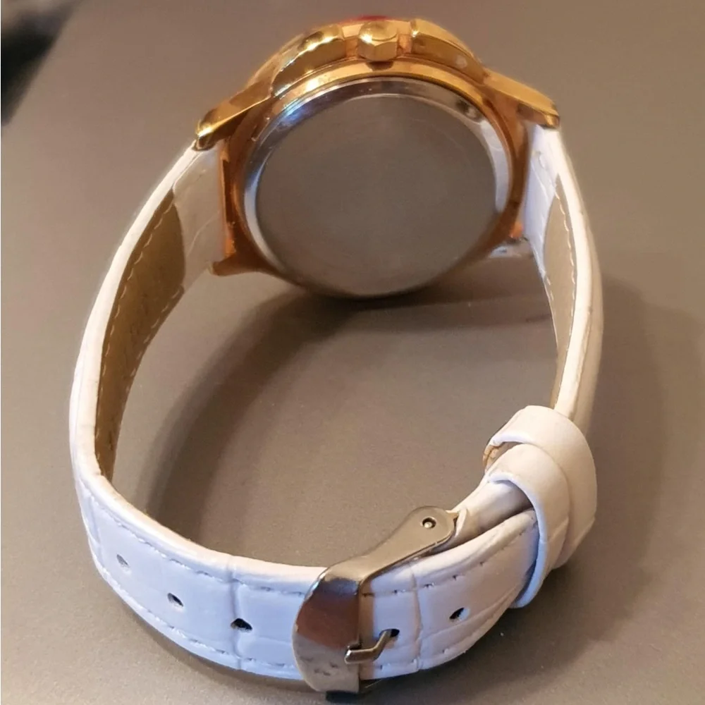 🦋10/$20🦋 Meriots Aborini 9010 Rose Gold Rhinestone Flower Leather Women's Watch - Picture 2 of 3